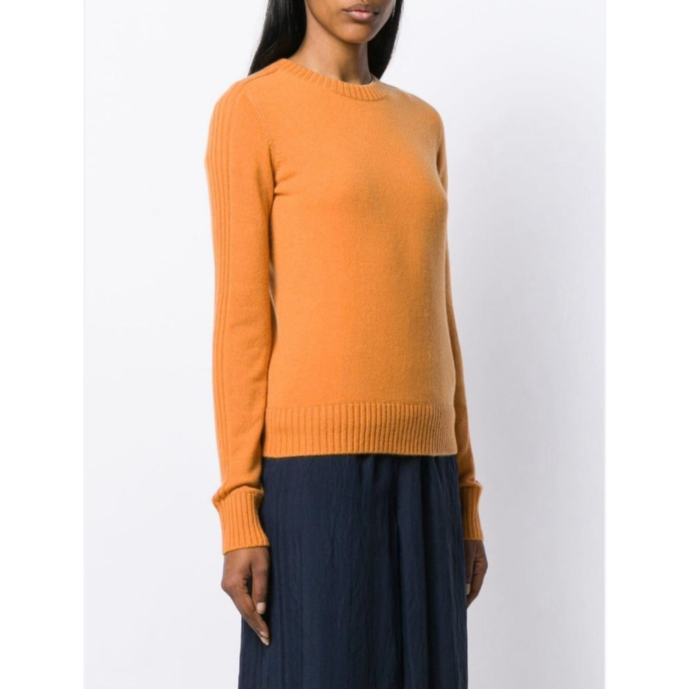 VINCE Sienna Orange Ribbed Cashmere Crew Neck Sweater M